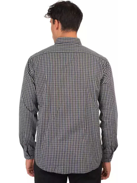 Дълъг ръкав Памучен Риза Каре Navy Beige