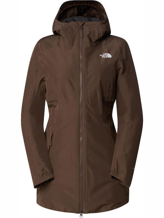 Hikesteller Insulated Women's for Hiking Long Parka Jacket Waterproof for Winter with Hood Smokey Brown