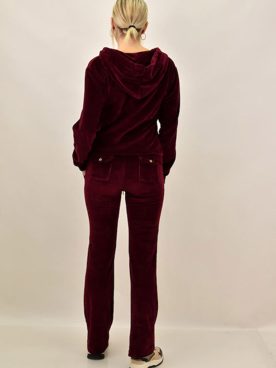 Sweatpants Set Velvet Burgundy