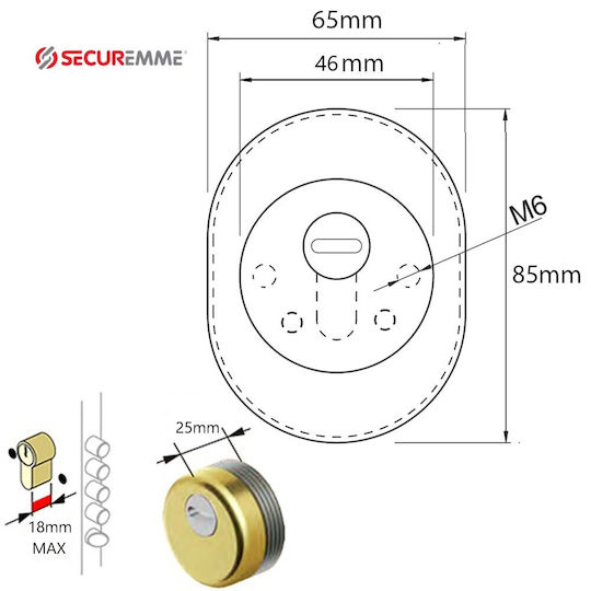 Securemme Defender Lock Armoured Door Bronze