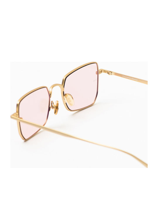Common Sense Unisex Sunglasses with Gold Metal Frame and Pink Lens CS014