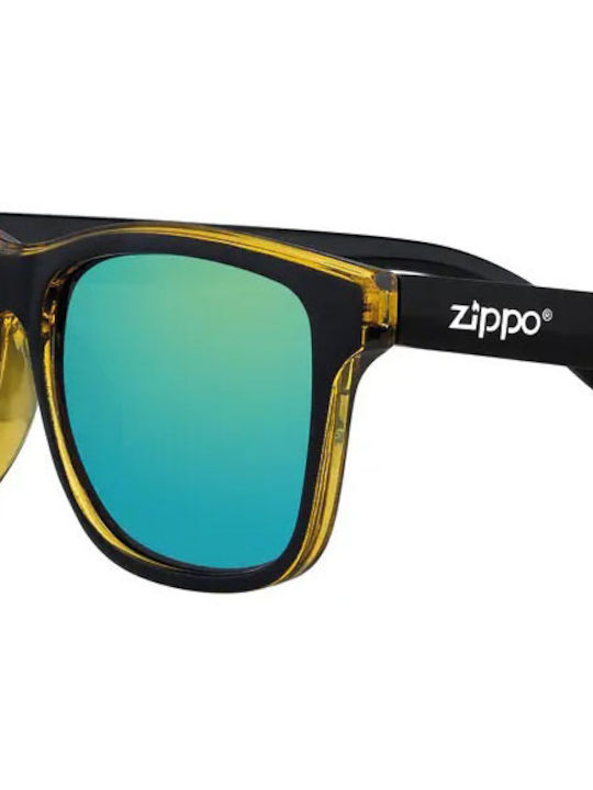 Zippo Sunglasses with Black Plastic Frame and Green Lens OB201-01