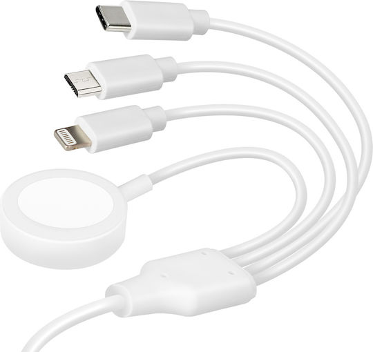 Usb-C към Lightning Micro-USB Usb-C Магнитен Заряден Кабел 2A Бял
