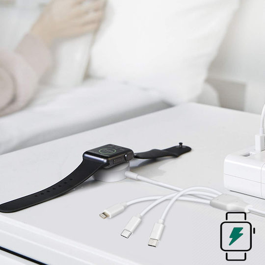 Usb-C към Lightning Micro-USB Usb-C Магнитен Заряден Кабел 2A Бял