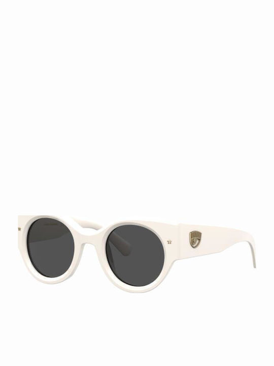 Chiara Ferragni Women's Sunglasses with White Plastic Frame and Gray Lens CF 7024/S VK6/IR