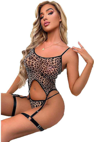 Anastasia Sexy Σετ Εσωρούχων με Ζαρτιέρες Καφέ