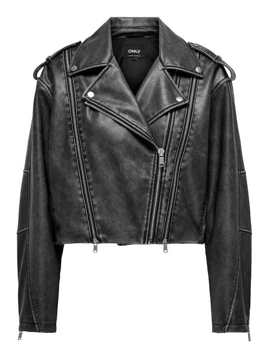 Only Jacke Biker aus Kunstleder Schwarz