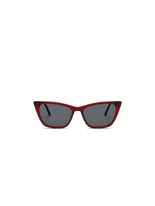 Komono Jodie Women's Sunglasses with Red Plastic Frame and Gray Lens KOM-S8204