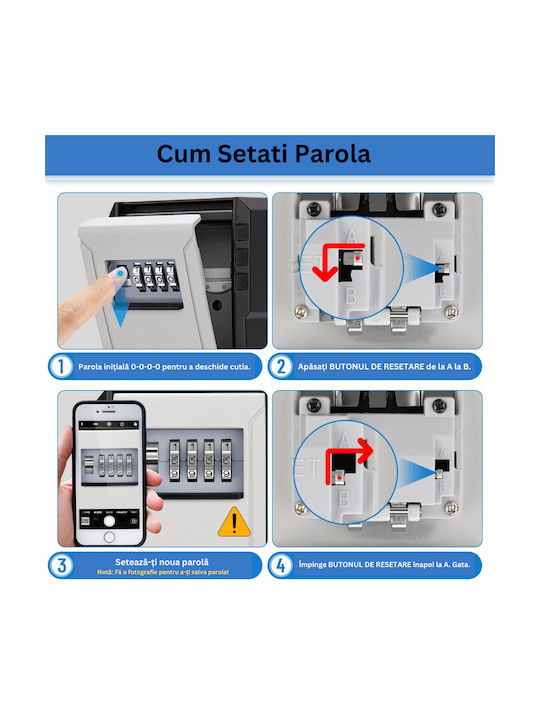 Suport De Chei Cu Combinație Metalic Cu Roată Cu Combinație 7 Compartimente 13x6.5x10cm Montare Pe Perete
