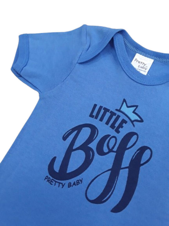 Pretty Baby Baby Bodysuit Short-Sleeved Βlue Little Boss