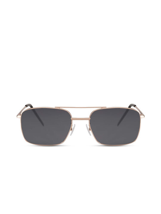 Chic Sunglasses with Rose Gold Metal Frame and Gray Lens 6594-24