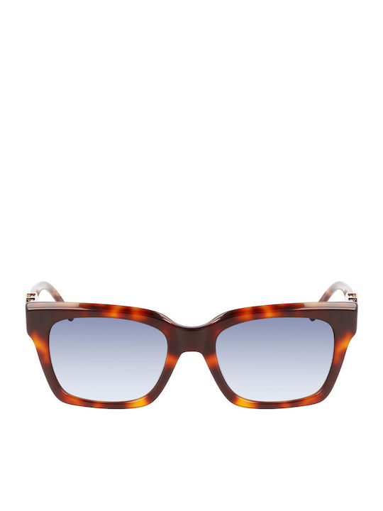 Liu Jo Women's Sunglasses with Brown Tartaruga Plastic Frame and Blue Gradient Lens