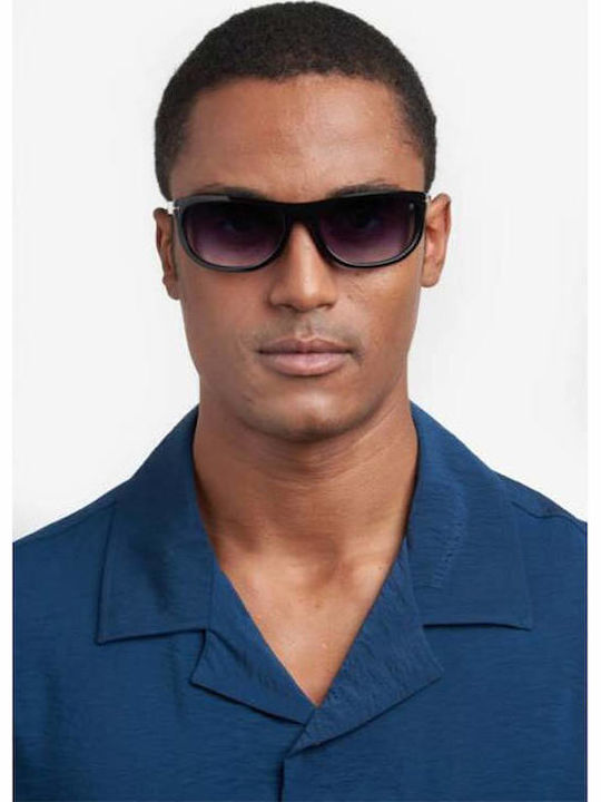 David Beckham Men's Sunglasses with Black Plastic Frame and Blue Gradient Lens DB 7117/s 807/08