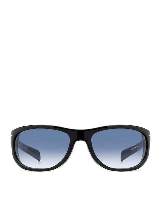 David Beckham Men's Sunglasses with Black Plastic Frame and Blue Gradient Lens DB 7117/s 807/08