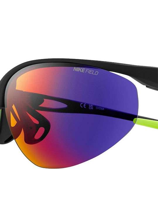 Nike Aerial E Unisex Sunglasses with Black Plastic Frame and Blue Mirror Lens DZ7353-011