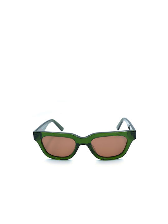 Funky Buddha Unisex Sunglasses with Green Plastic Frame and Brown Lens FBS2062/003