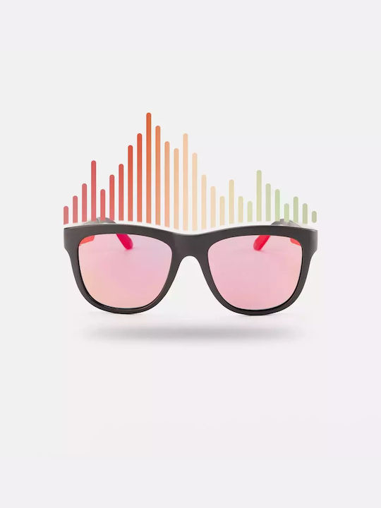 Cosselie Jam Unisex Sunglasses with Black Horn-Rimmed Frame and Red Mirror Lens 1802203104