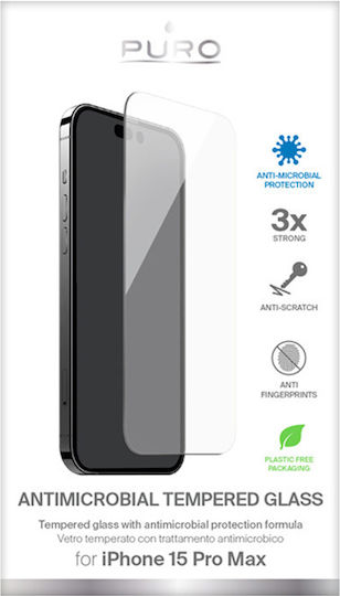 Puro Antibacterial Tempered Glass (iPhone 15 Pro Max)