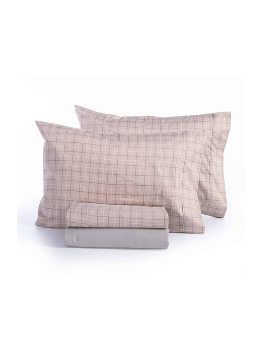Nef-Nef Homeware Bettwäsche-Set Überdoppel 240x270cm. Gren Beige 4Stück