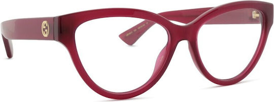 Gucci Γυναικείος Κοκκάλινος Σκελετός Γυαλιών Cat Eye Μπορντό GG1581O 003