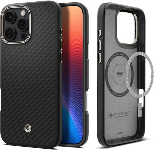 Spigen Enzo Aramid Back Cover Aramid Fiber 2mm Black / Silver (iPhone 16 Pro Max)