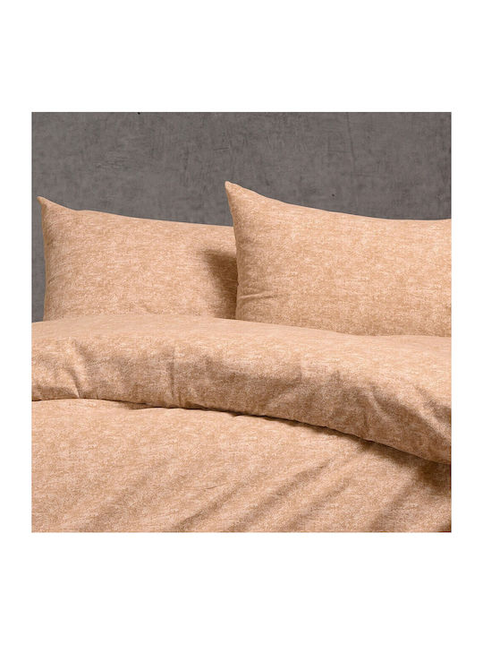 Melinen Sheet Set with 2 Pillowcases Super-Double with Elastic 160x200+30cm. Hope Beige 3pcs