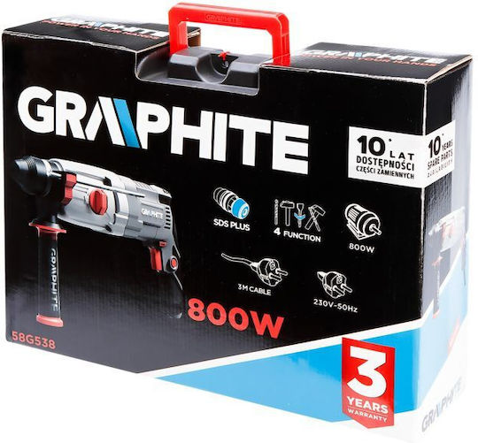 Graphite Κρουστικό Σκαπτικό Πιστολέτο Ρεύματος 800W με Υποδοχή SDS Plus 58G538