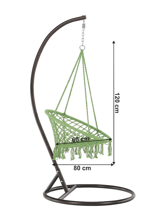 Hängende Garten & Veranda Schaukel Sessel Stoff Grün Belastbarkeit bis 120kg L80xB80xH120cm