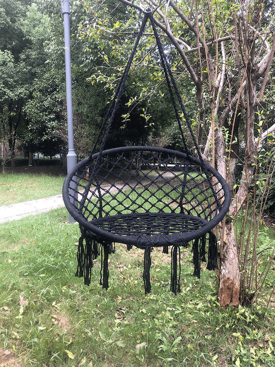 Leagăn suspendat fotoliu material textil Negru Rezistență până la 120kg L80xL80xH120cm
