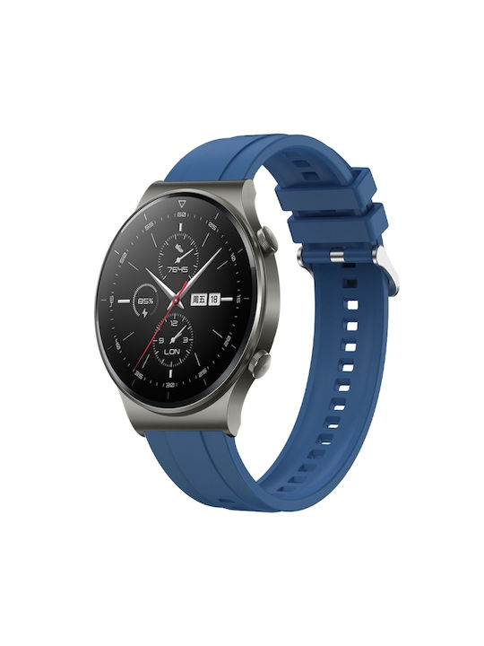 Huawei Watch 4 Tire Pattern Ασημένια Πόρπη Λουράκι Ρολογιού Σιλικόνης Μπλε