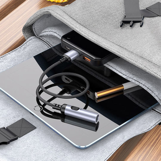 Αναπτήρας Καλώδιο Usb-a 35cm Αυτοκίνητο Powerbank Laptop Tablet Hoco Ua30 Μαύρο