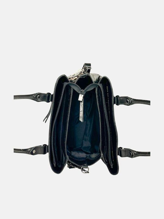 Leder Damentasche Schultertasche Schwarz