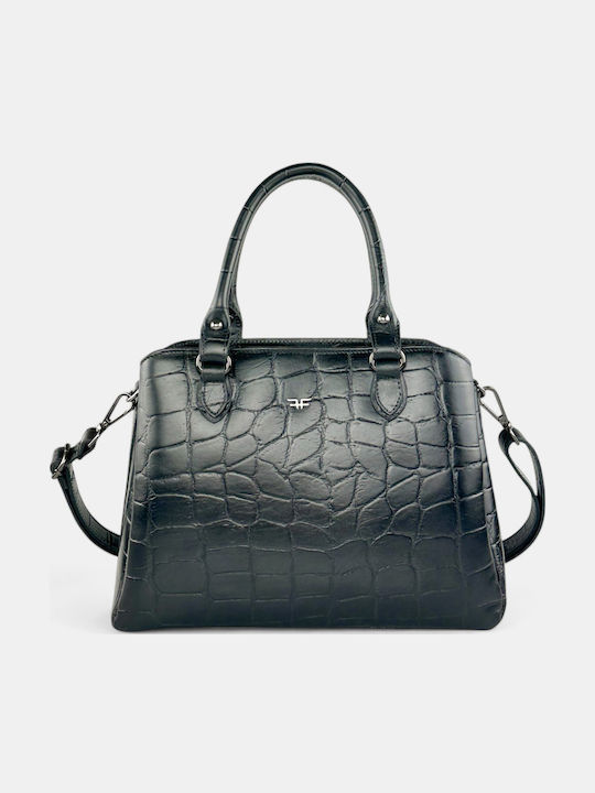 Leder Damentasche Schultertasche Schwarz