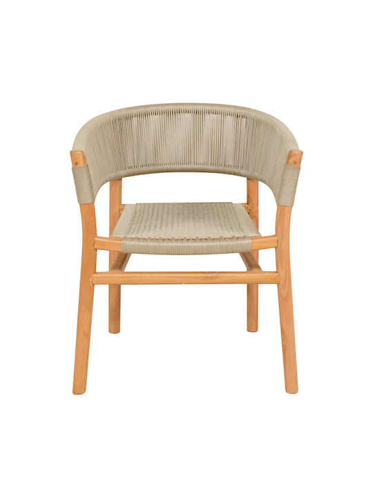 Kajone Πολυθρόνα Φυσική Απόχρωση Και Κρεμ 62x55x75cm