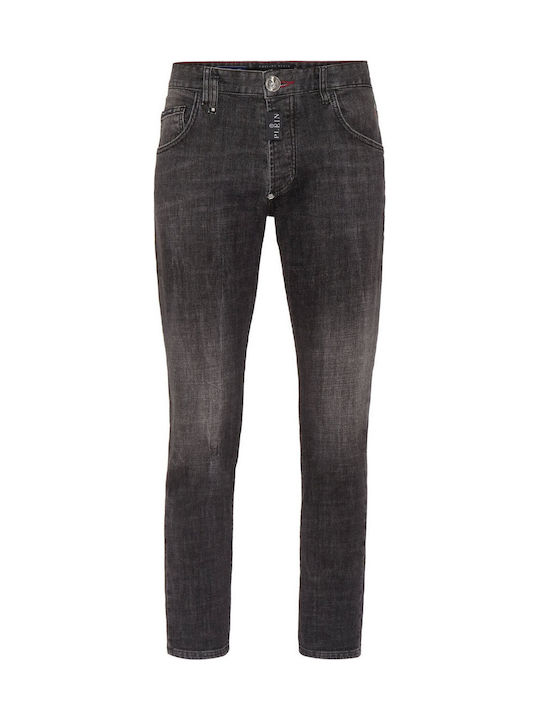 Ανδρικό Παντελόνι Τζιν Ελαστικό με Skinny Straight Εφαρμογή Μεταλλικό Γκρι