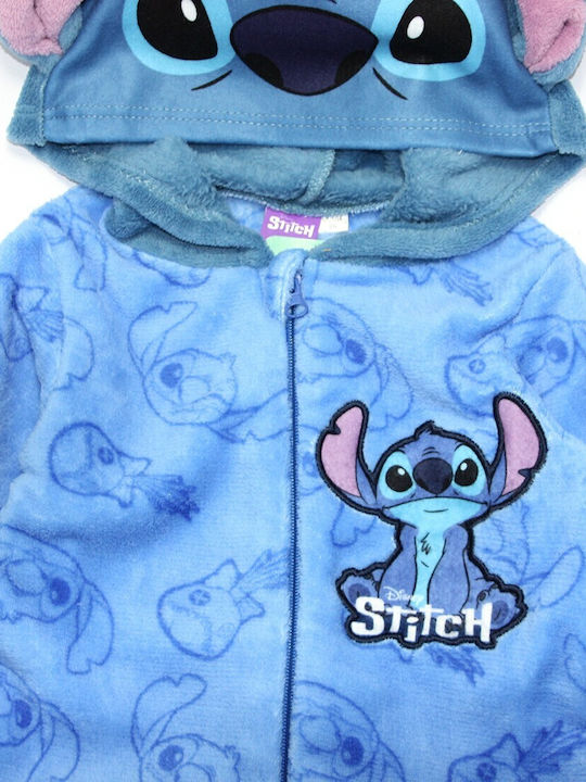 Disney Kids' One-piece Pajamas Winter Fleece Blue Lilo & Stitch