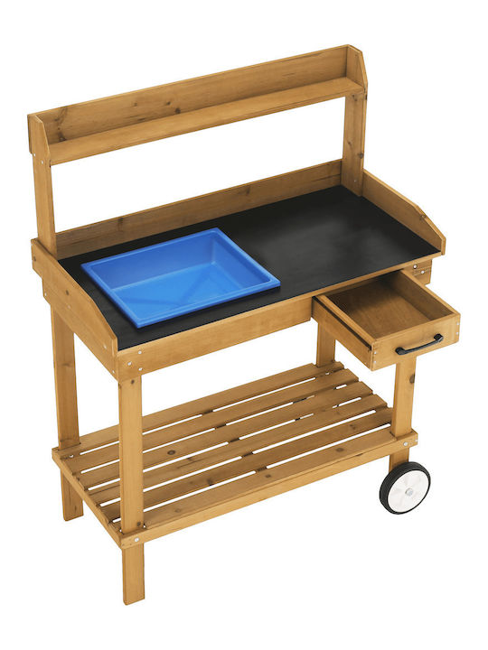 Wooden Masa Bar pentru spații exterioare Βrown and Βlack 94x49x120buc