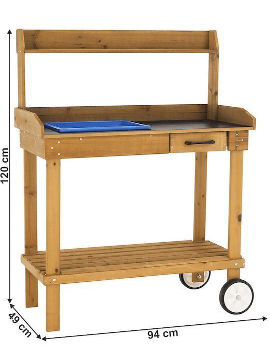 Wooden Masa Bar pentru spații exterioare Βrown and Βlack 94x49x120buc