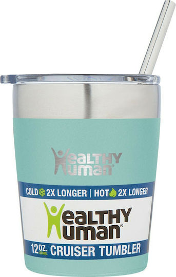 Healthy Human Ποτήρι Θερμός Ανοξείδωτο 354ml Neo Mint με Καλαμάκι