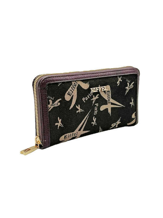 La tour Eiffel Large Fabric Women's Wallet Brown