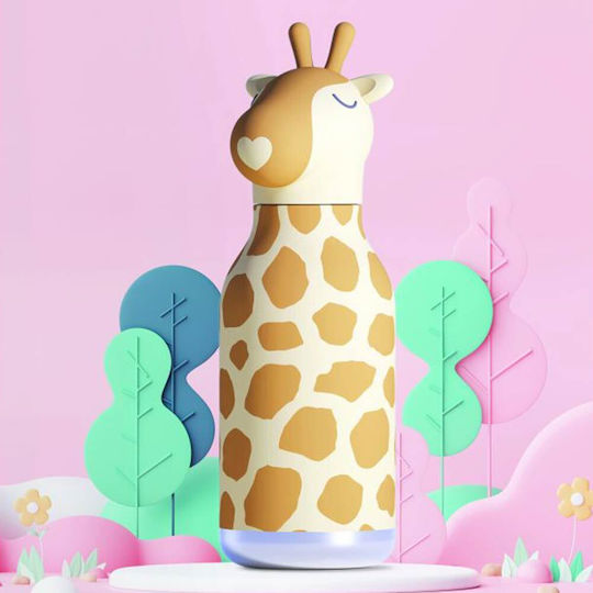Asobu Kids Water Bottle Thermos Stainless Steel with Straw Bestie Giraffe 460ml