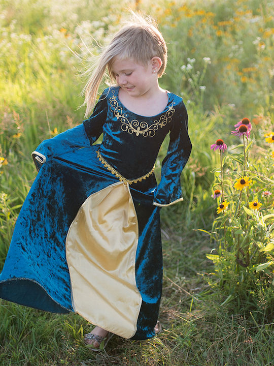 Kids Carnival Costume Queen Guinevere turquoise