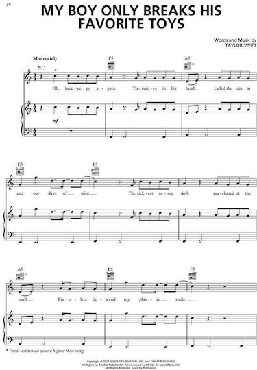 Hal Leonard Taylor Swift - The Tortured Poets Department Sheet Music for Piano / Voice / Guitar