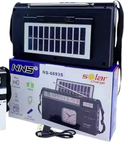 NS-6693S Φορητό Ραδιόφωνο Ηλιακό με USB Ασημί