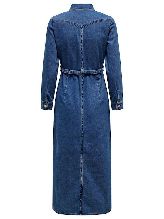 Only Maxi Shirt Dress Dress Dark Medium Blue Denim