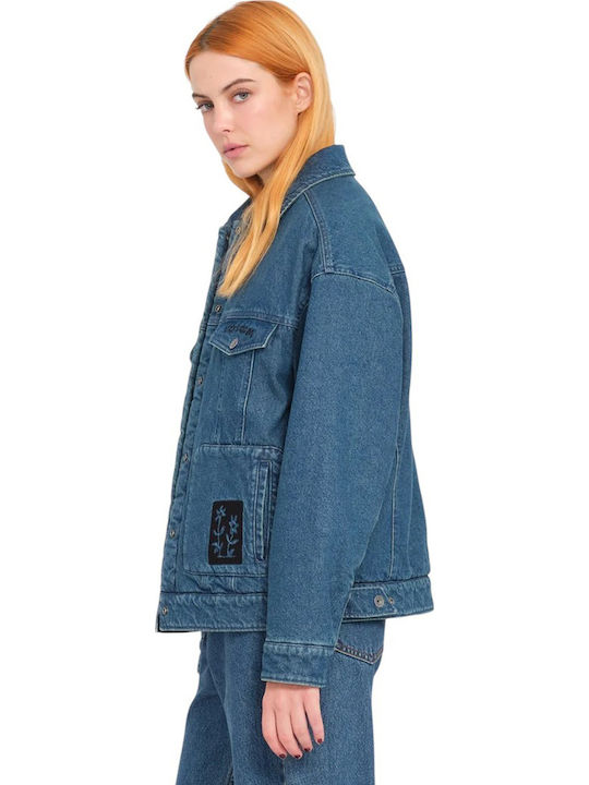 Keutchi Denim Κοντό Γυναικείο Τζιν Μπουφάν Μπλε