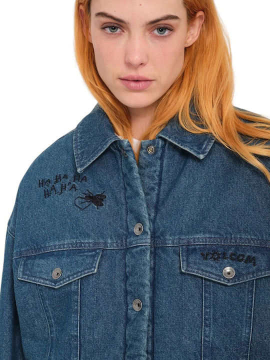 Keutchi Denim Κοντό Γυναικείο Τζιν Μπουφάν Μπλε