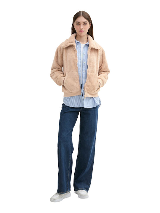 Teddy Women's Short Lifestyle Jacket for Winter Beige