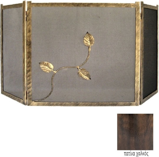 GTMED Metallic Fireplace Screen with 3 Panels 90x50cm Copper