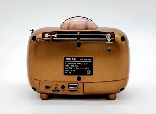 020146 Retro Portable Radio Rechargeable with Bluetooth and USB Gold